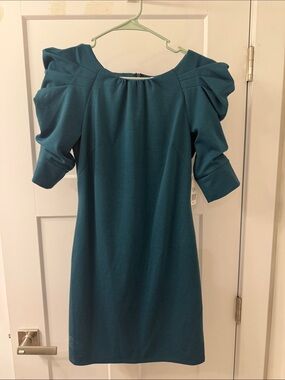 Jessica Simpson Teal Puff-Sleeve Sheath Dress - Women